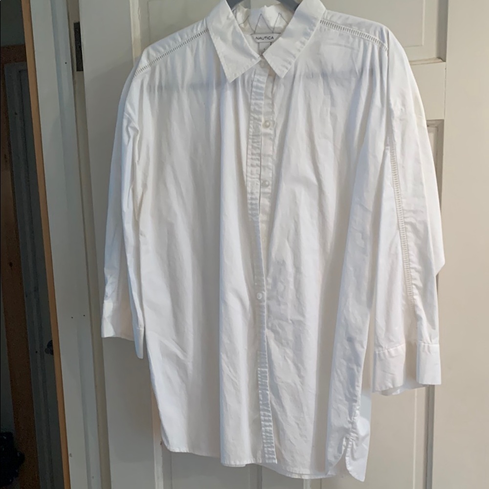Nautica White Blouse Elegant Long Sleeve